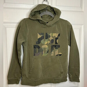 Nike Boys Olive Green Camo Hoodie Size Medium GUC